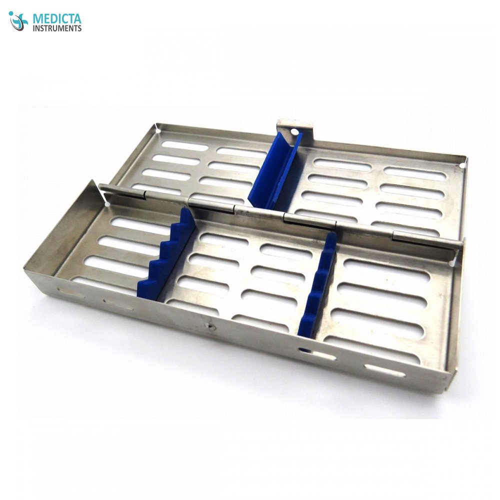 3-Pack Dental Surgical Instrument Sterilization Cassettes – 7.25"x5"x0.75" – Stainless Steel – HTI